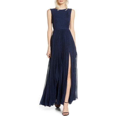 Fame And Partners The Luna Pleat Gown, Blue