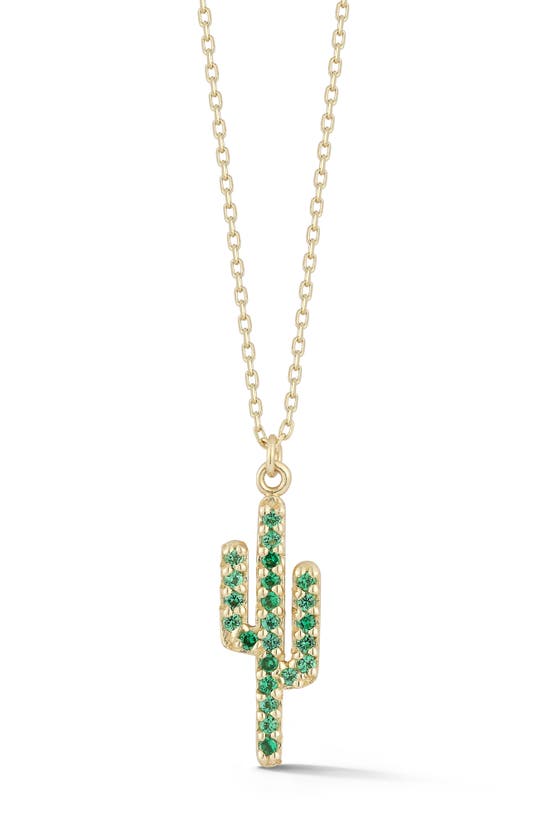 Ember Fine Jewelry Emerald Cactus Necklace In 14k Gold