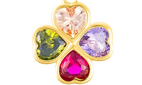 Adornia 14k Gold Plated Adjustable Multicolor Crystal Heart Clover Necklace In Gold/multi