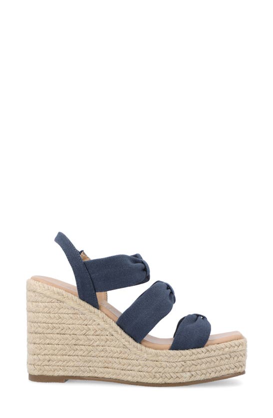 Journee Collection Tru Comfort Santorynn Platform Wedge Espadrille Sandal In Navy