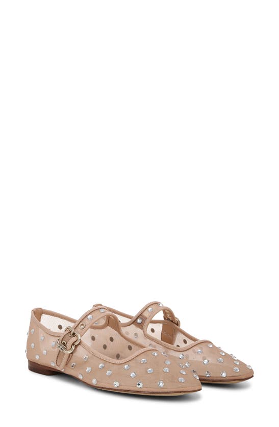 Sam Edelman Michaela Shine Mary Jane Flat Vintage Pink Mesh In Vintage Pink