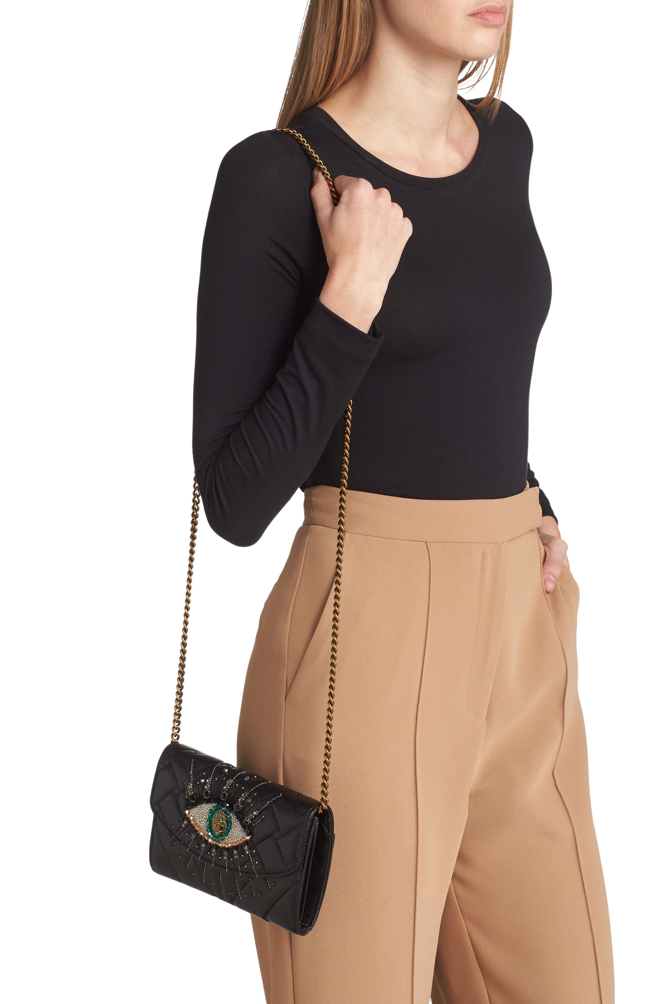 Kurt Geiger London Kensington Eye Quilted Leather Wallet on a Chain