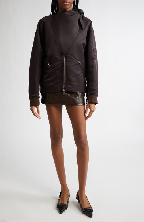 Courrèges Bow Collar Bomber Jacket In Chocolate