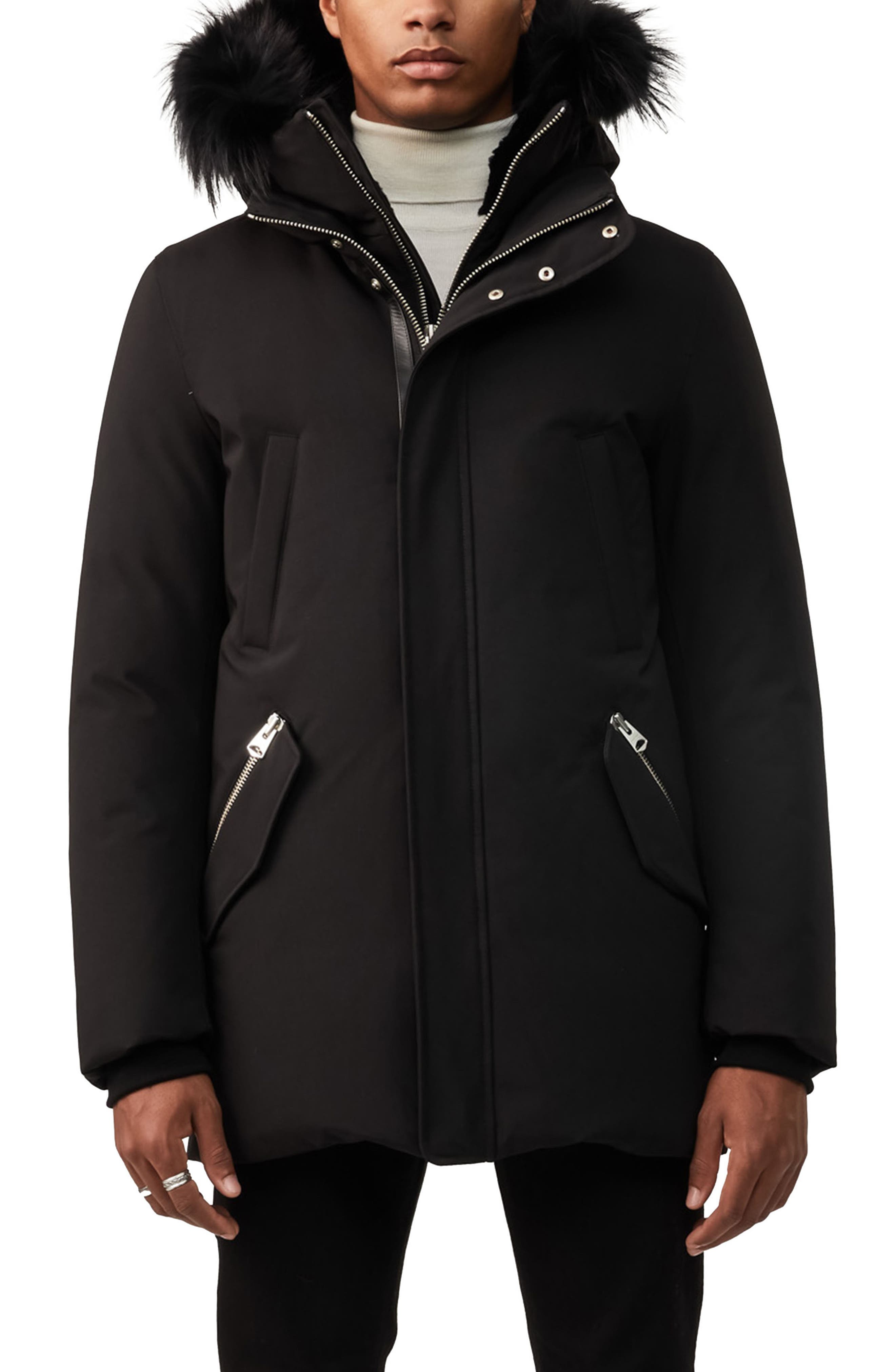 mackage edward fur trim hooded down jacket