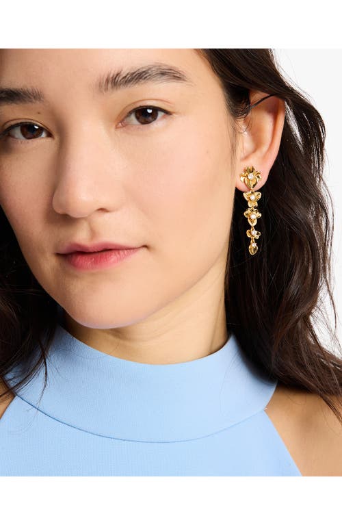 Shop Kate Spade New York Precious Pansy Linear Drop Earrings In Gold.