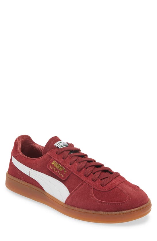 Puma Super Team Suede Sneaker In Team Regal Red- White-gum