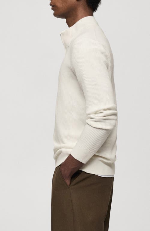 Mango Perkins Half Zip Sweater In White
