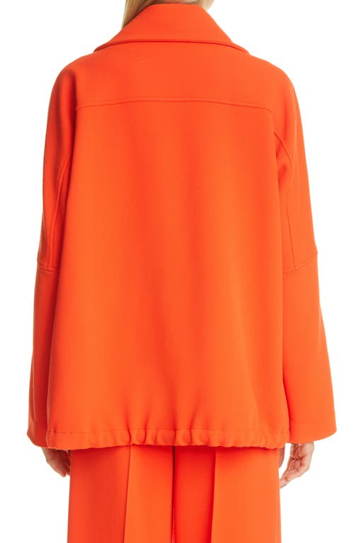Shop Jil Sander Zip Front Drawstring Hem Wool Jacket In Bright Orange