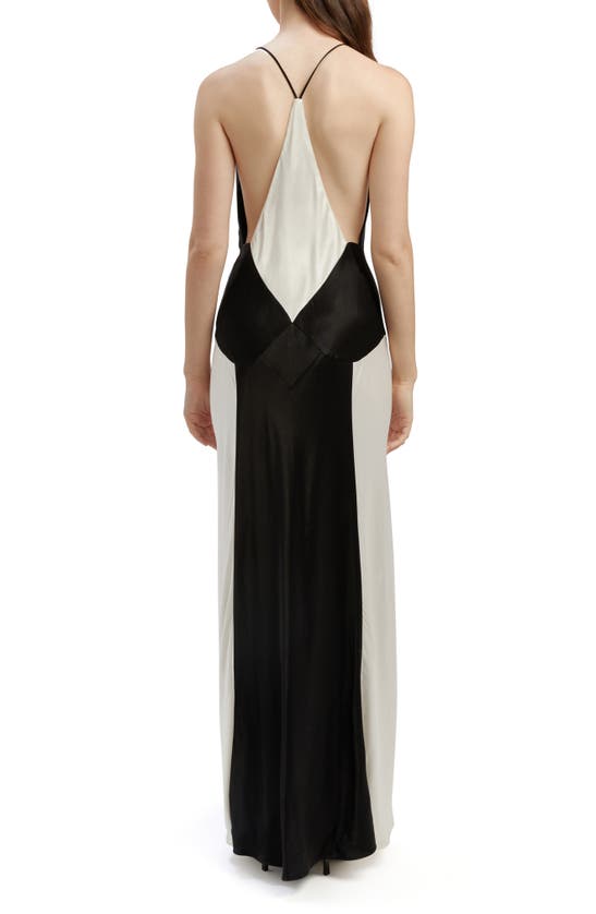 Shop Bardot Adora Contrast Satin Gown In Black Ivor