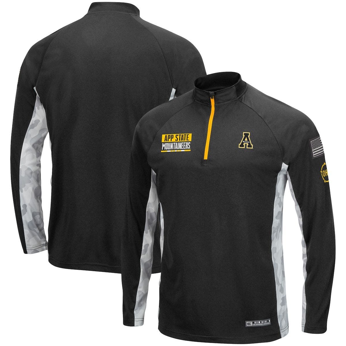 COLOSSEUM Men's Colosseum Black Appalachian State Mountaineers OHT Military Appreciation Snow Cruise Raglan 1/4-Zip Jacket at Nordstrom