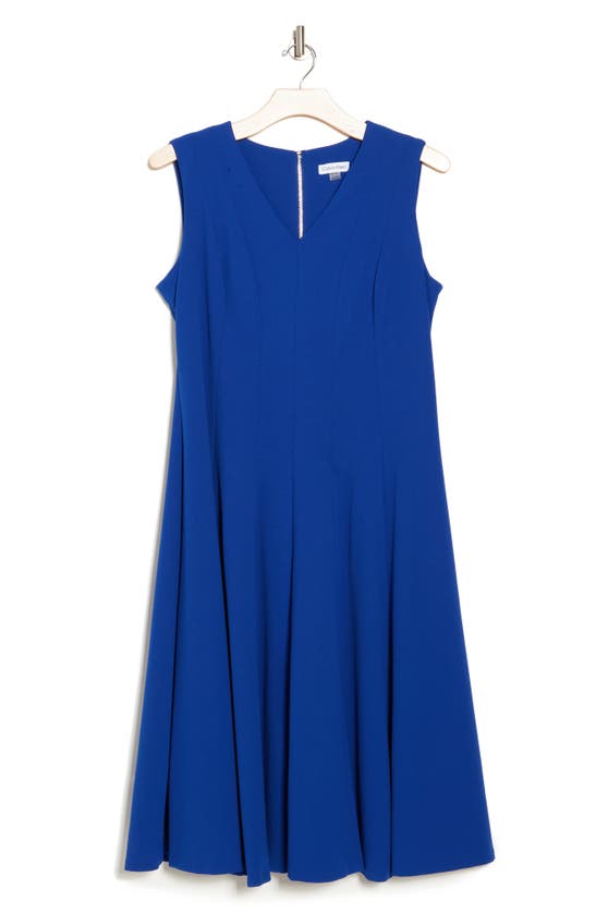 Shop Calvin Klein Sleeveless A-line Midi Dress In Regatta