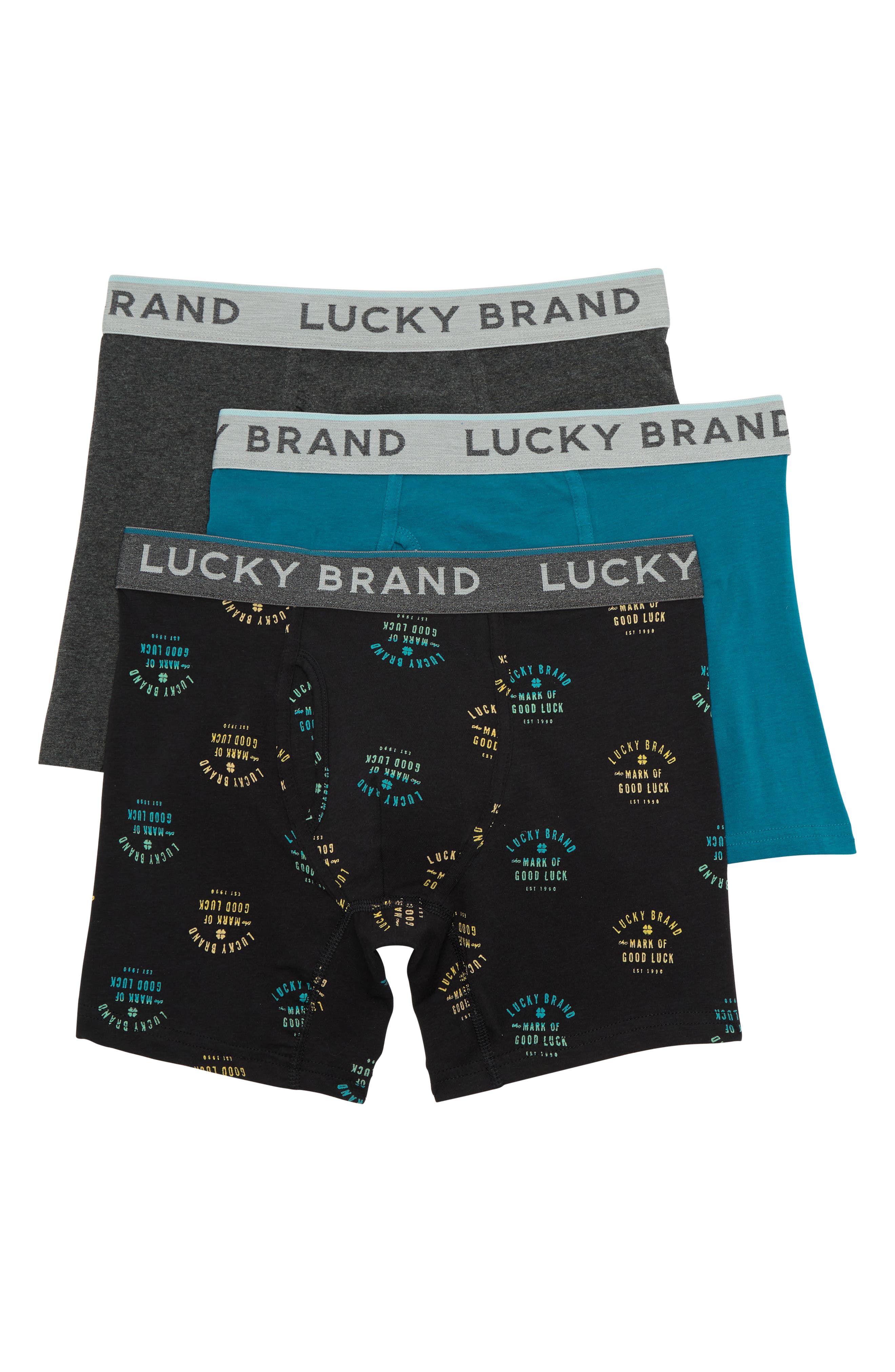 Nouveau LUCKY BRAND Underwear Boxer homme L Bleu Marine $21 Retail 