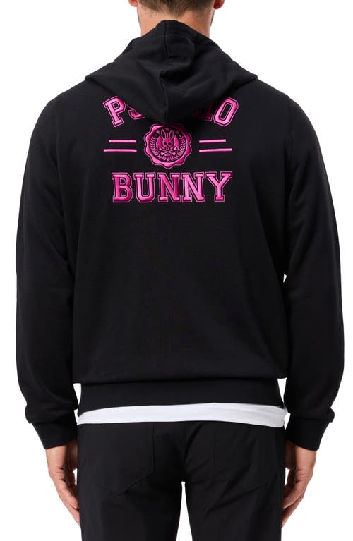 Shop Psycho Bunny London Embroidered Zip-up Hoodie In Black