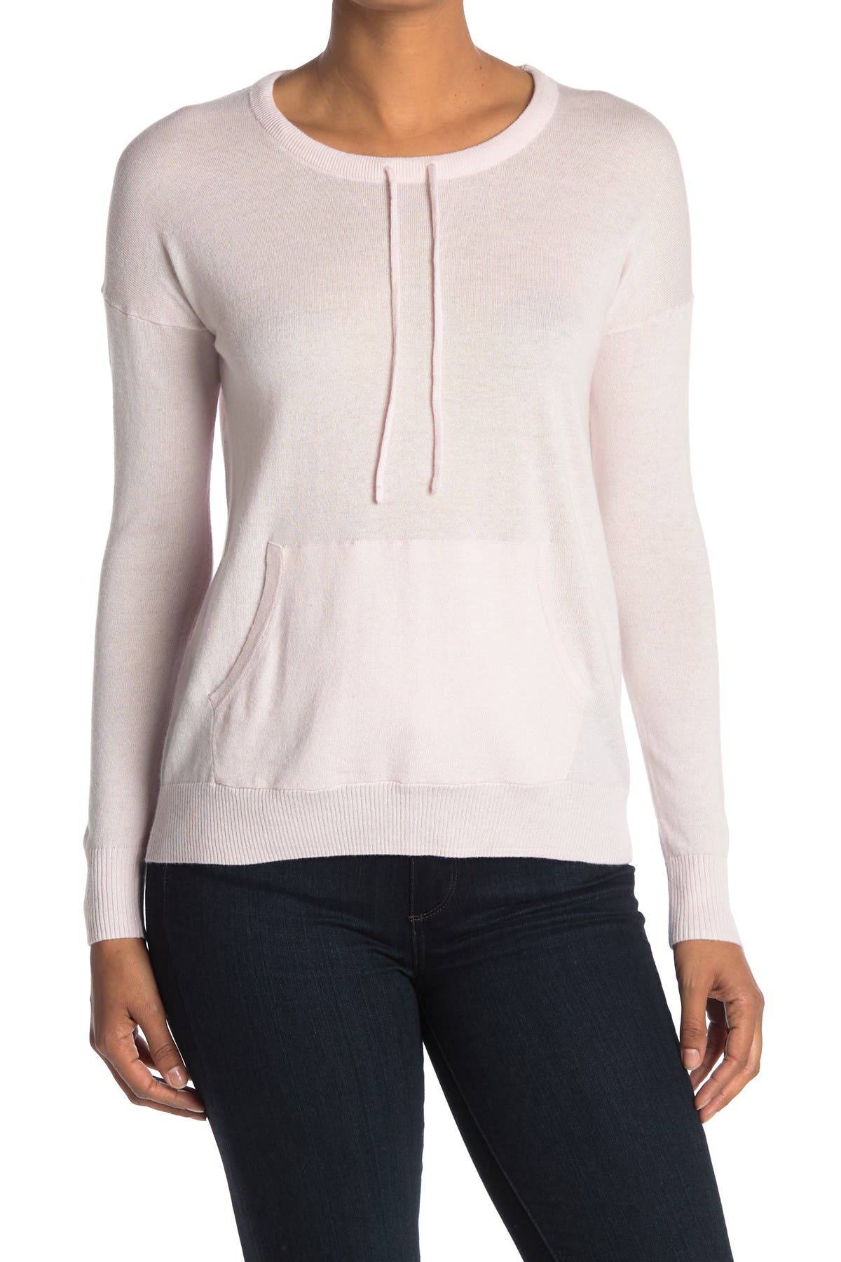 Amicale Drop Shoulder Crew Neck Sweater In Light/pastel Pink