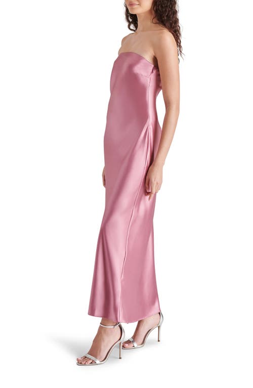 Shop Steve Madden Jessamine Strapless Stretch Satin Dress In Mauve Shadows