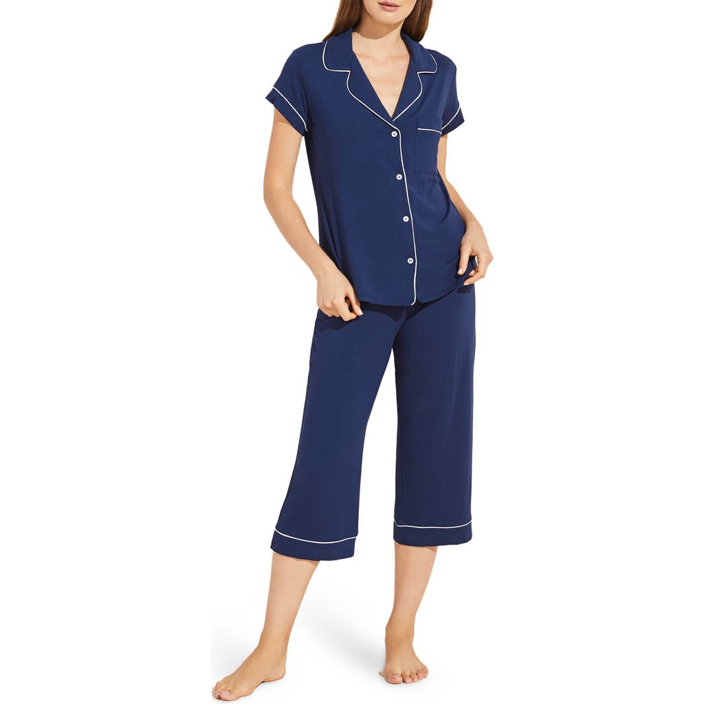Eberjey Gisele Jersey Knit Crop Pyjamas In Blue