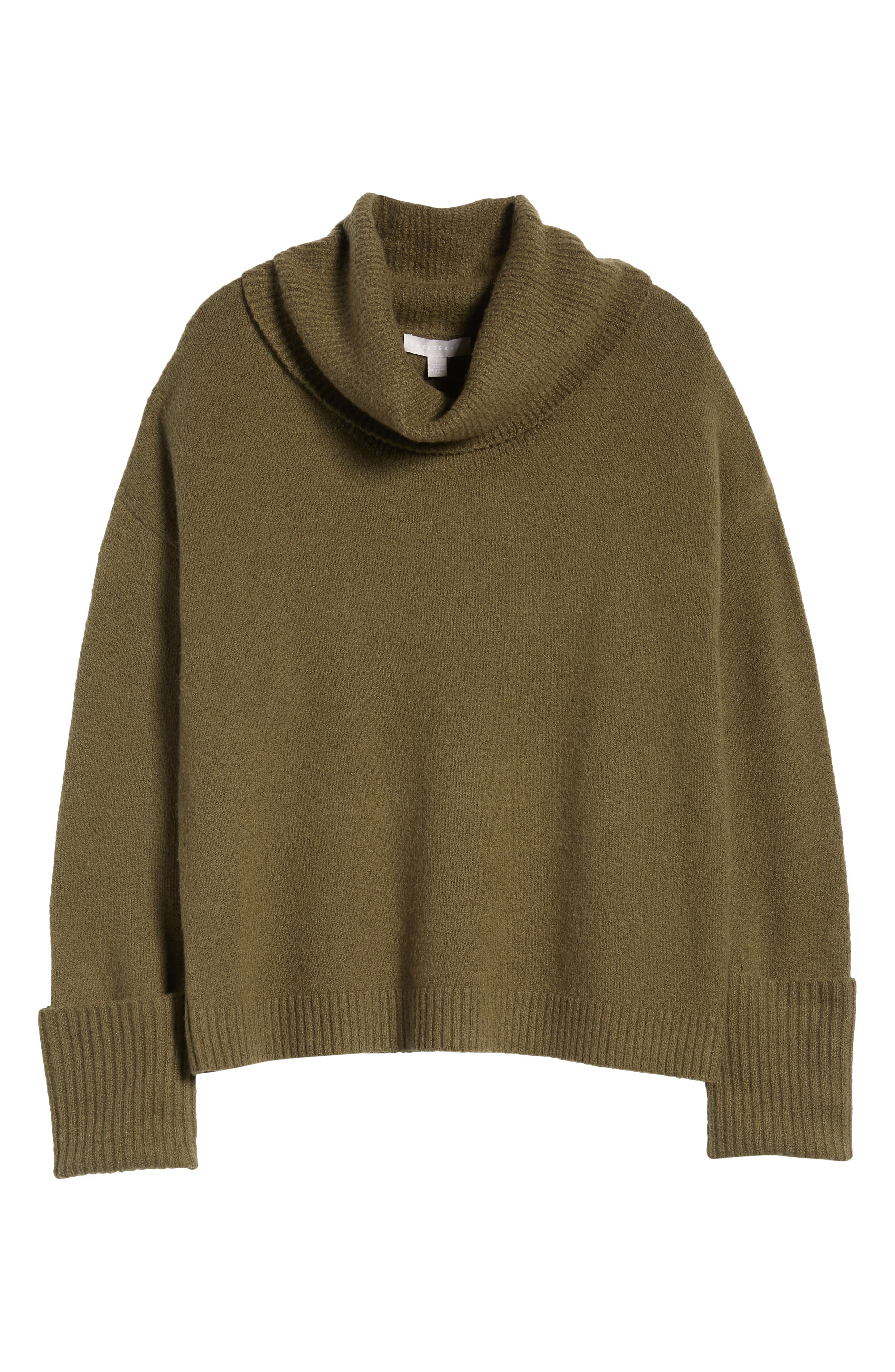 Chelsea28 Cowl Neck Sweater In Olive 