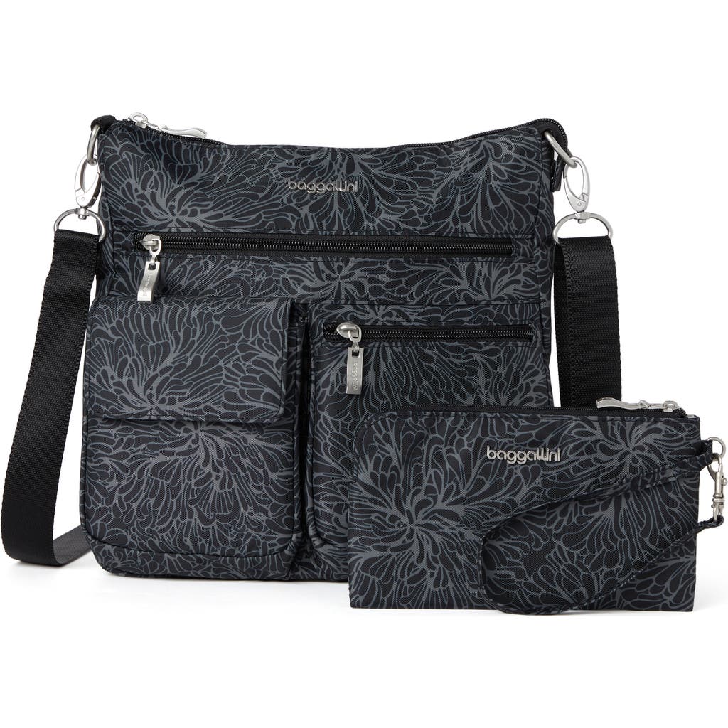 Baggallini Modern Everywhere Slim Crossbody In Midnight Blossom