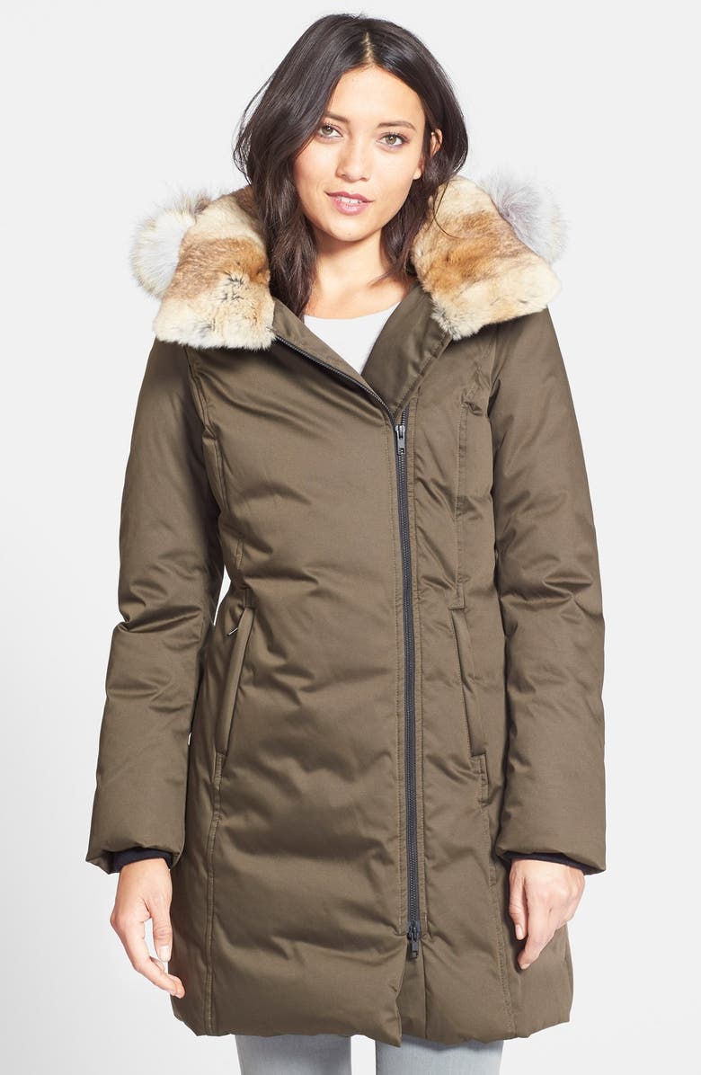 Soia & Kyo Hooded Down Coat with Genuine Rabbit & Coyote Fur Trim ...