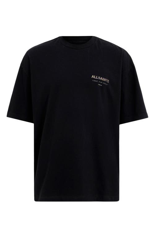 Shop Allsaints Underground Camo Cotton Graphic T-shirt In Jet Black