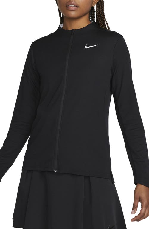 Nike Dri-fit Uv Advantage Zip-up Top In Black/white