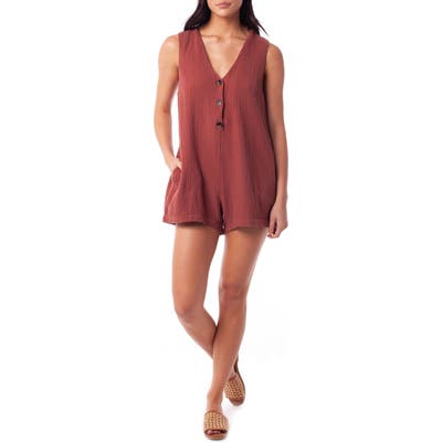 Rhythm Camilla Cover-Up Romper, Brown