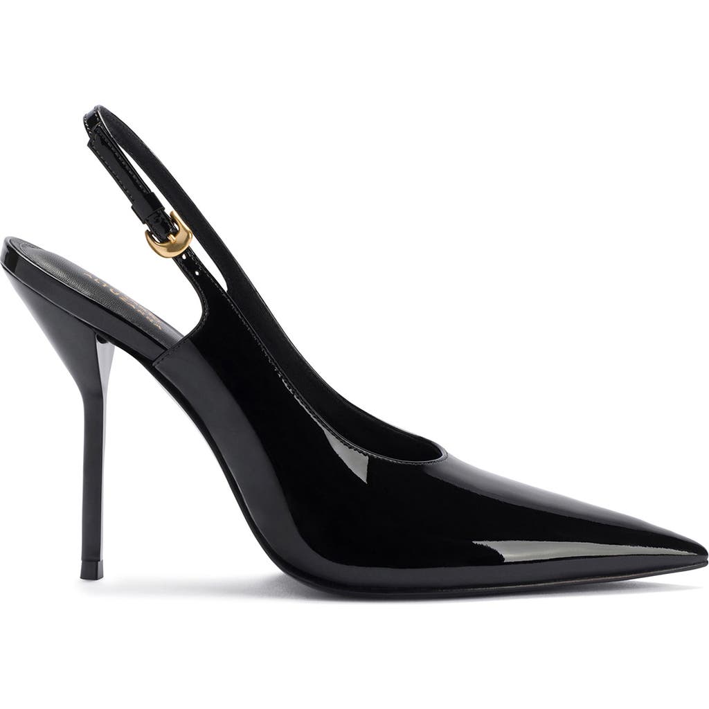 Larroude X Altuzarra Exclusive Patent Leather Slingback Pumps In Black