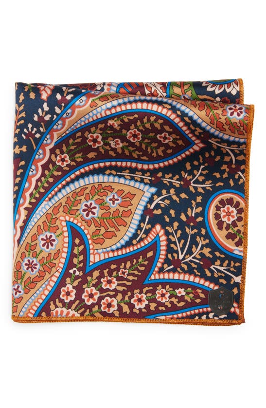 Shop Clifton Wilson Paisley Silk Pocket Square In Tan