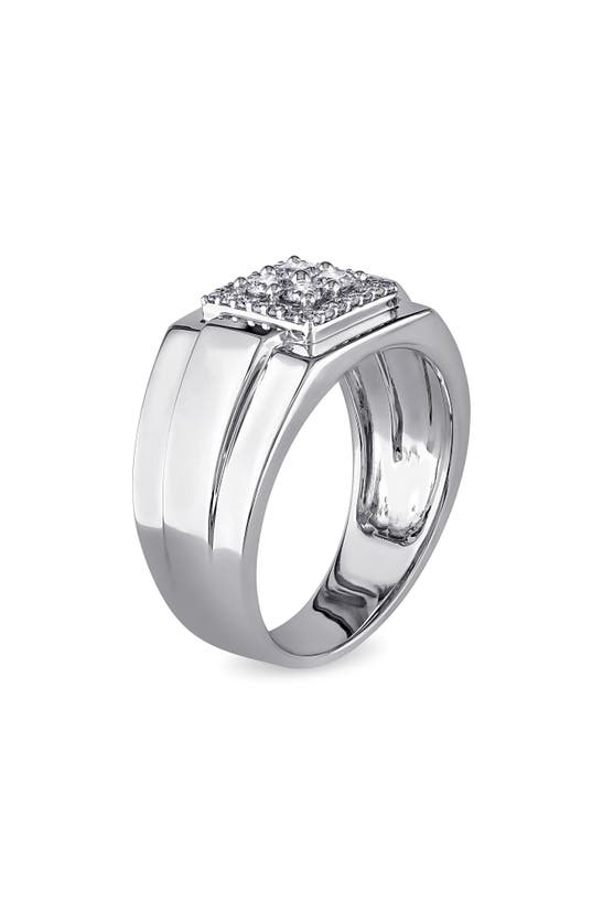 Delmar Diamond Square Ring In Silver