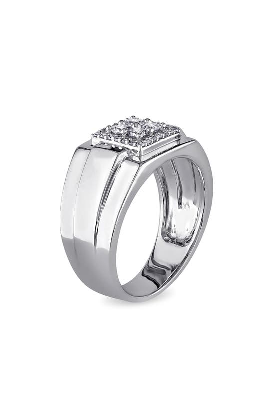 Shop Delmar Diamond Square Ring In Silver