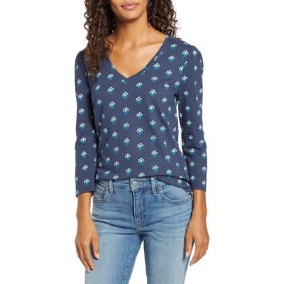 Lucky Brand Floral Puff Sleeve Tee, Blue