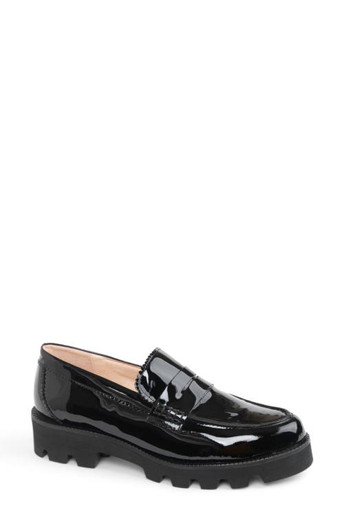 Shop Patricia Green Vince Lug Sole Penny Loafer In Black Patent