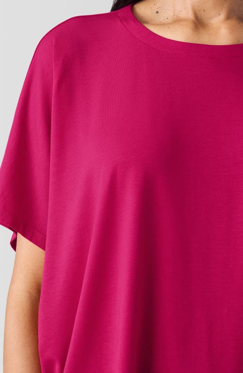 Shop Eileen Fisher Crewneck Boxy Stretch Jersey Top In Azalea