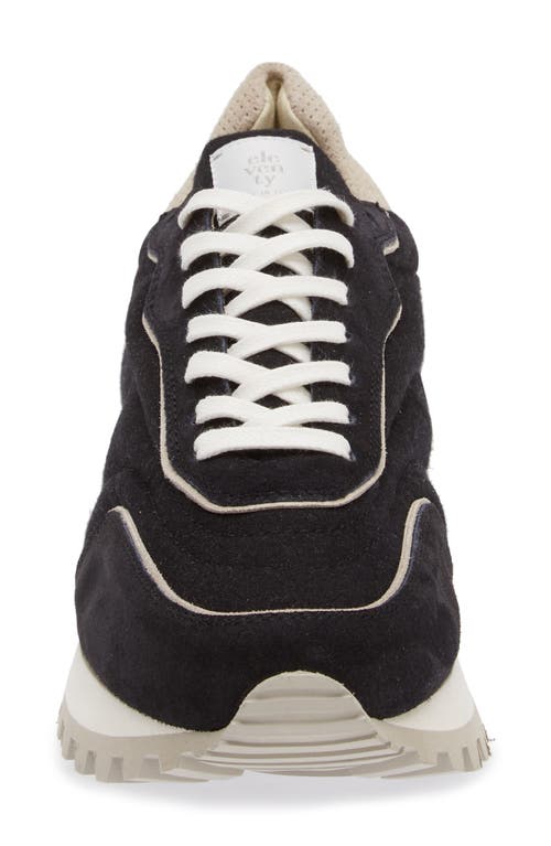 Eleventy Mixed Media Runner Sneaker In Carbon And Carbon And Sand
