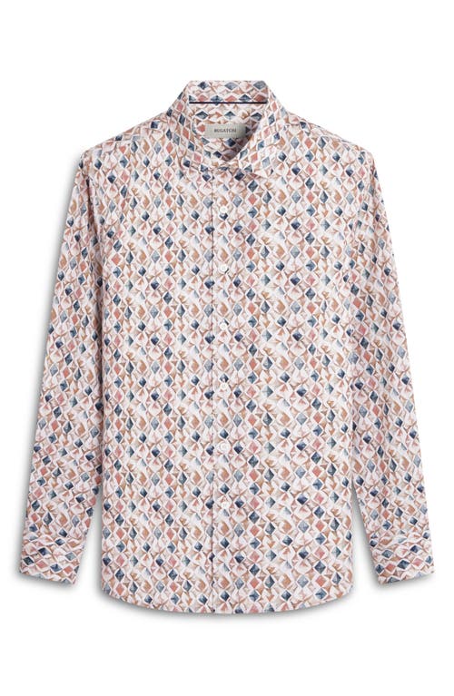 Bugatchi Julian Shaped Fit Mosaic Print Stretch Button-up Shirt In Desert