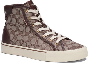 Coach Distressed Leather High-Top Sneaker White 7.5 D