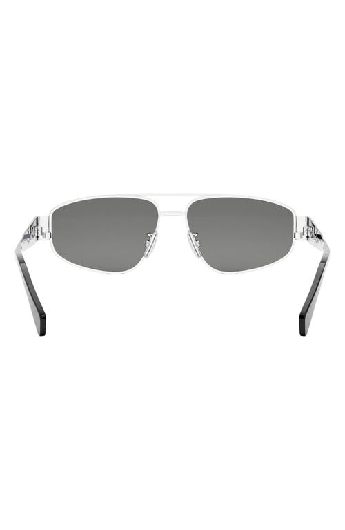 Shop Celine Triomphe 57mm Pilot Sunglasses In Shiny Palladium/smoke