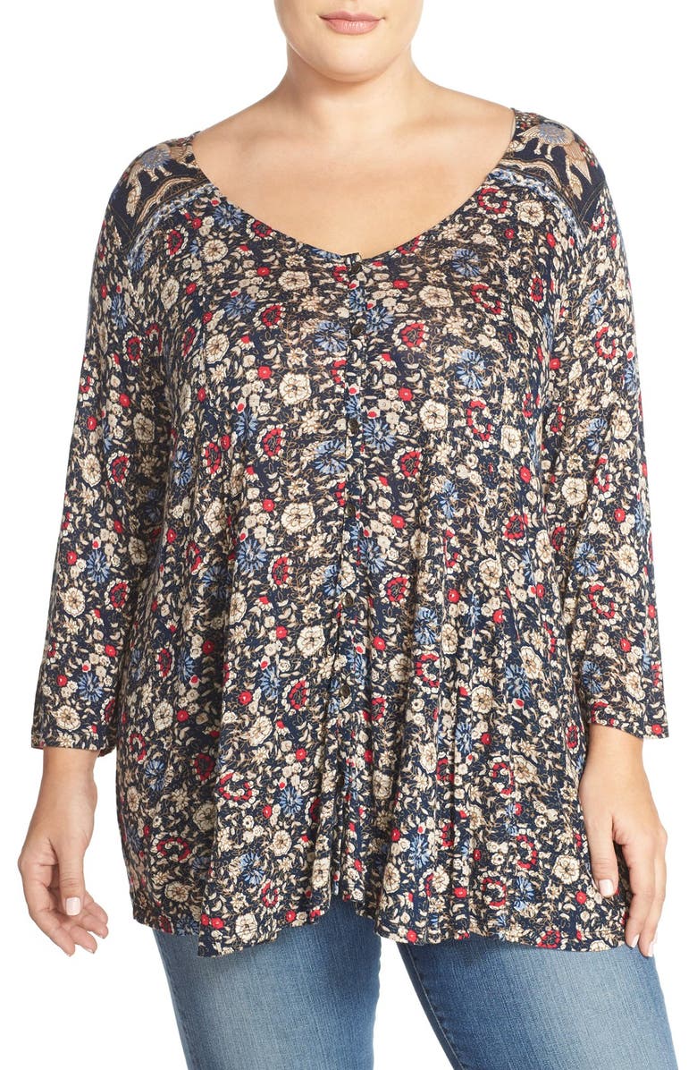 Lucky Brand Floral Border Print Top (Plus Size) | Nordstrom