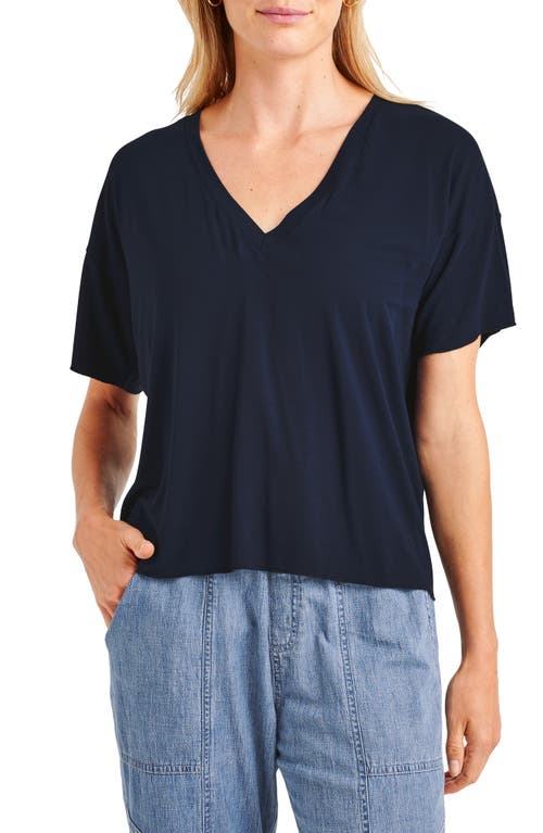 Shop Splendid V-neck Jersey T-shirt In Navy