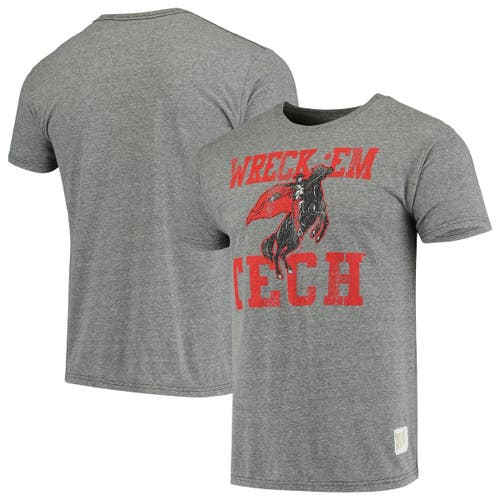 Men's Original Retro Brand Heathered Gray Texas Tech Red Raiders Vintage Logo Tri-Blend T-Shirt in Heather Gray