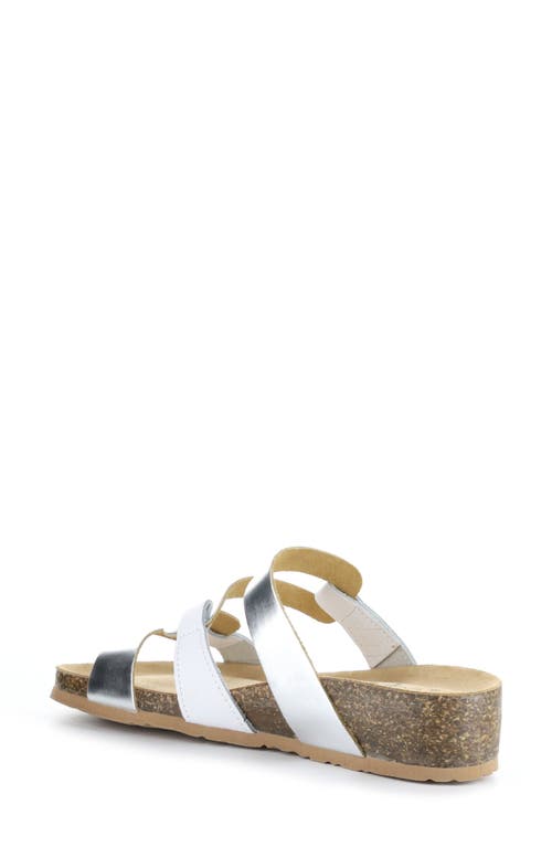 Shop Bos. & Co. Luzzie Wedge Slide Sandal In White/silver Crust/m