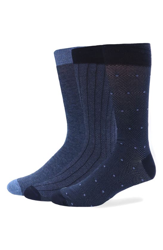 Lorenzo Uomo 6-pack Assorted Cotton Blend Dress Socks In Navy
