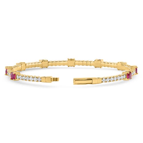 BLISS DIAMOND BLISS DIAMOND 5CT RUBY & DIAMOND DIAMOND TENNIS FLEXIBLE BANGLE BRACELET GOLD LAB GROWN 