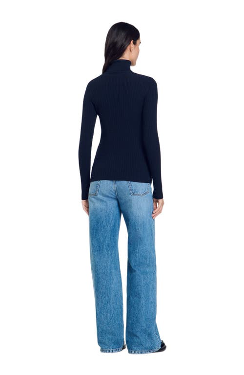 Shop Sandro Turtleneck Sweater In Navy Blue