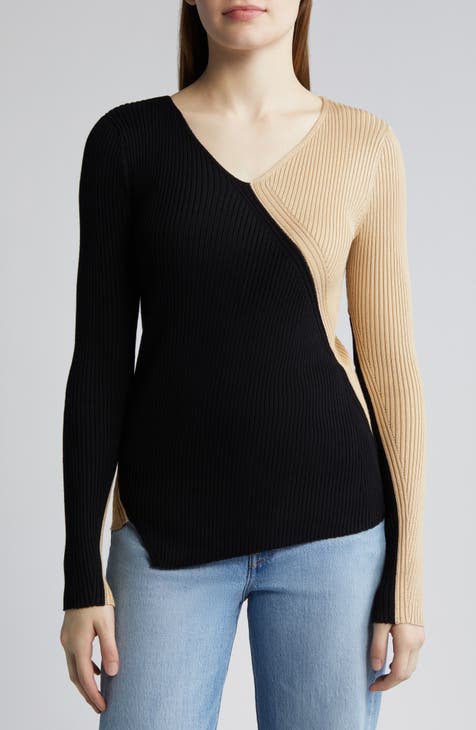 Two-Tone Rib Sweater