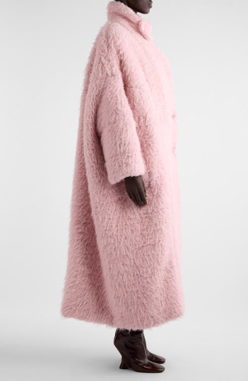 Shop Dries Van Noten Funnel Neck Oversize Wool & Mohair Blend Long Coat In Pink