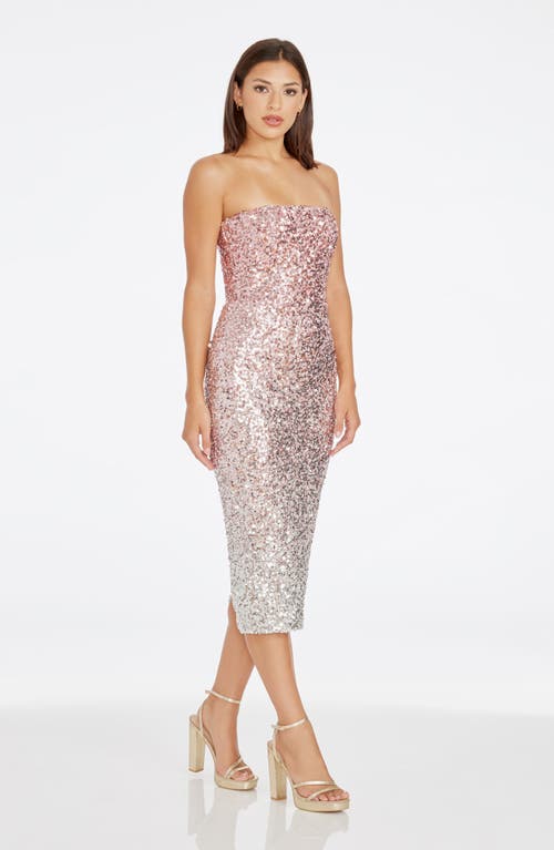 DRESS THE POPULATION DRESS THE POPULATION VIVIANA SEQUIN STRAPLESS COCKTAIL DRESS