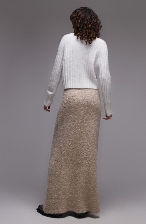 Shop Topshop Fluffy Knit Sweater Maxi Skirt In Stone