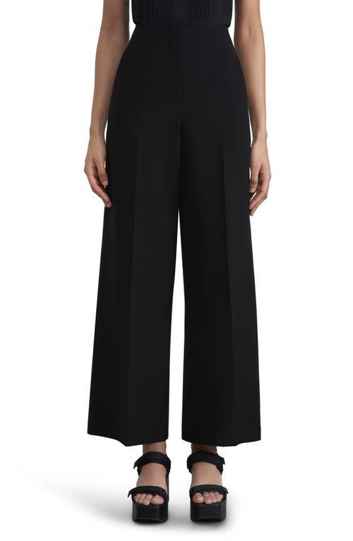 Lafayette 148 New York Franklin Finesse Crepe Ankle Wide Leg Pants Black at Nordstrom,