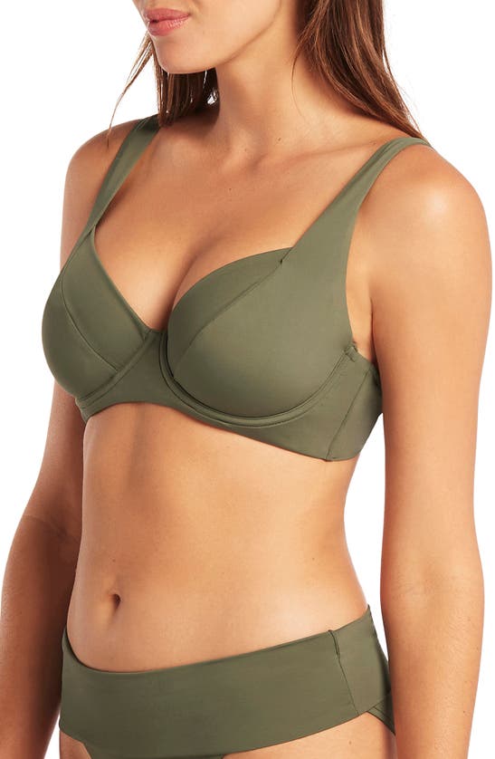 Shop Sea Level Essentials C- & D-cup Underwire Bikini Top In Khaki